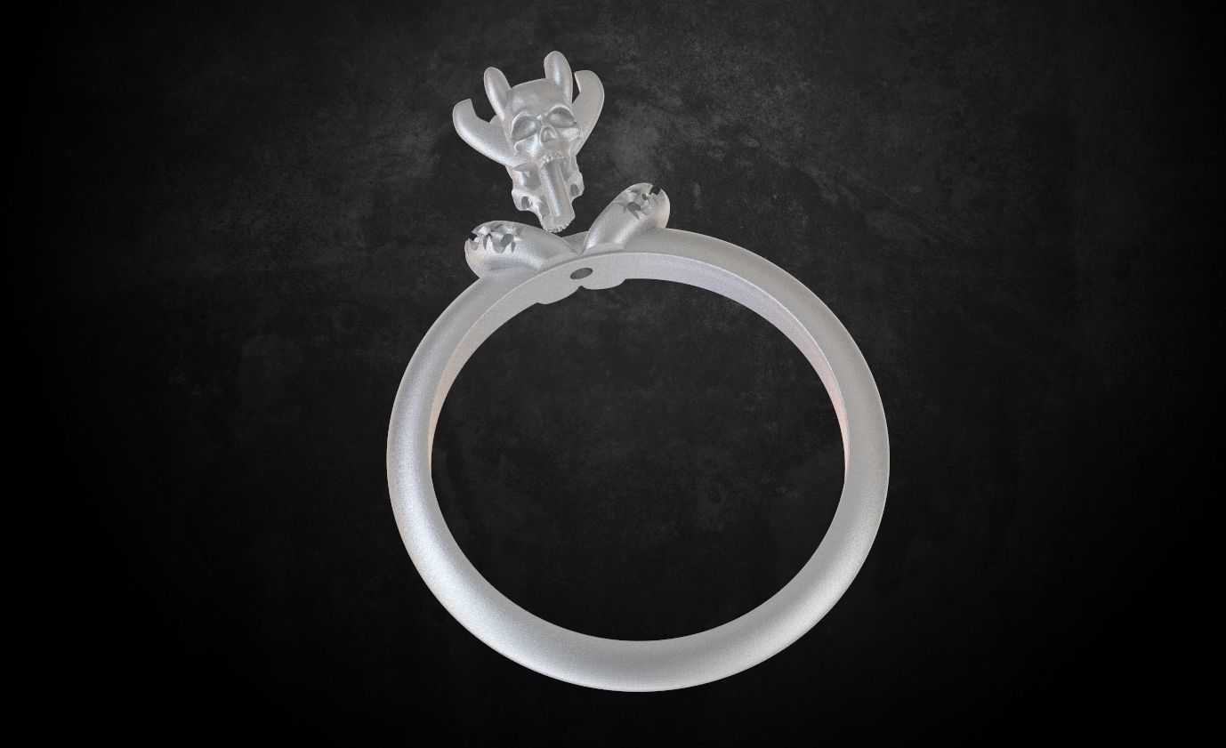 Engagement ring and skull with stones many size ring 3D print model_19