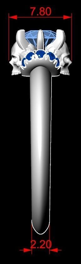 Engagement ring and skull with stones many size ring 3D print model_16