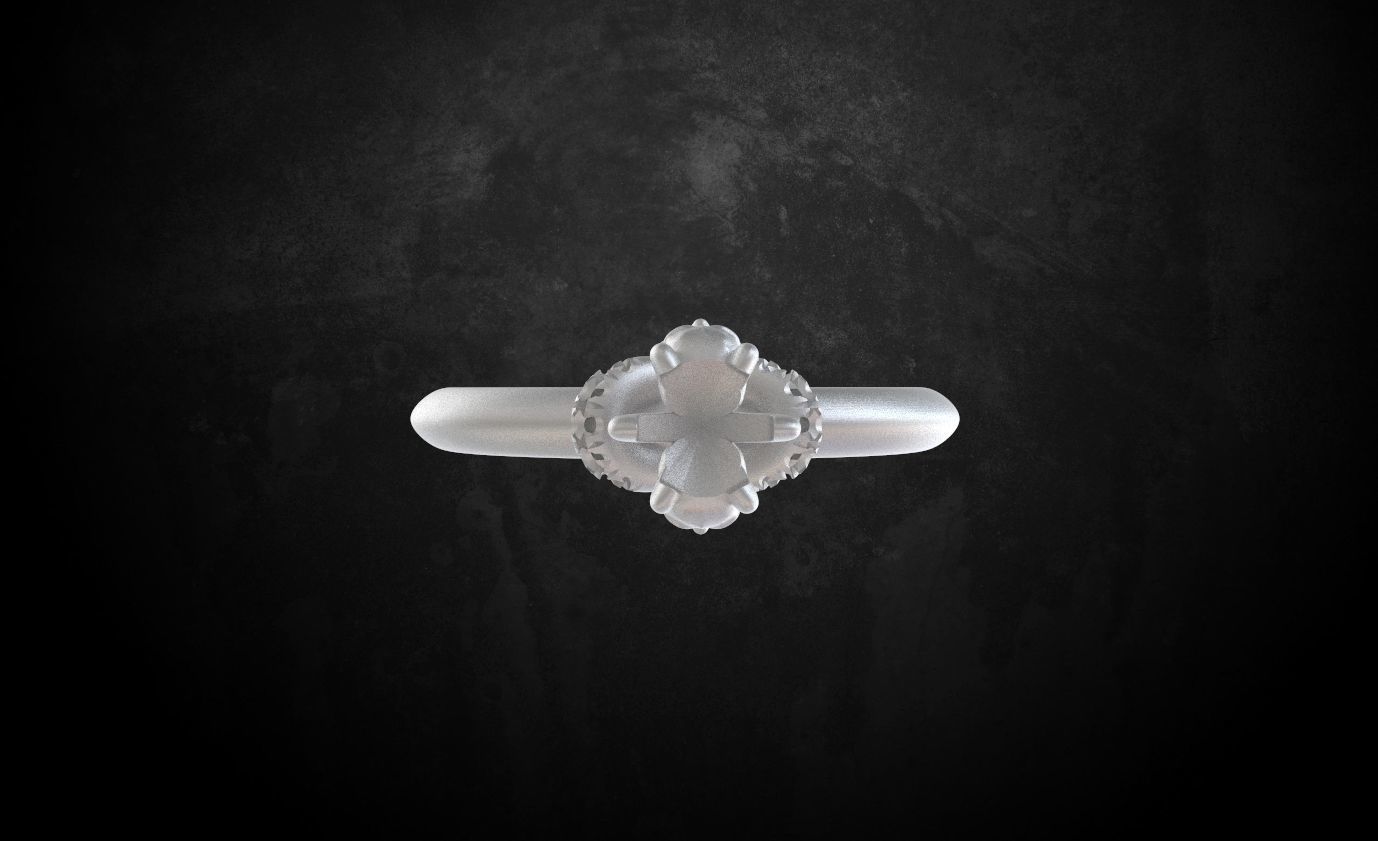 Engagement ring and skull with stones many size ring 3D print model_20