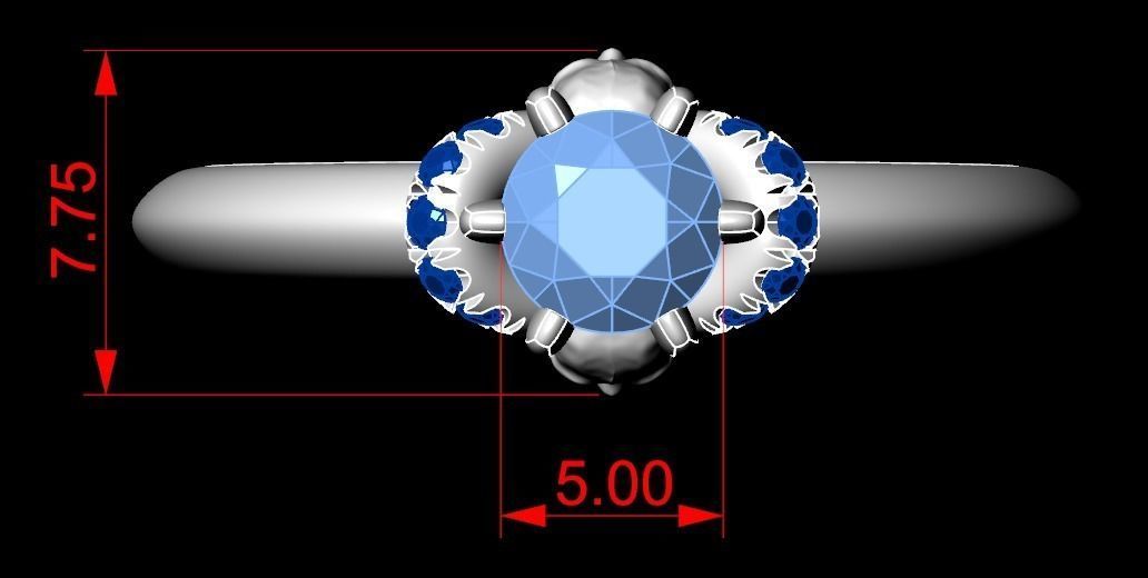 Engagement ring and skull with stones many size ring 3D print model_15