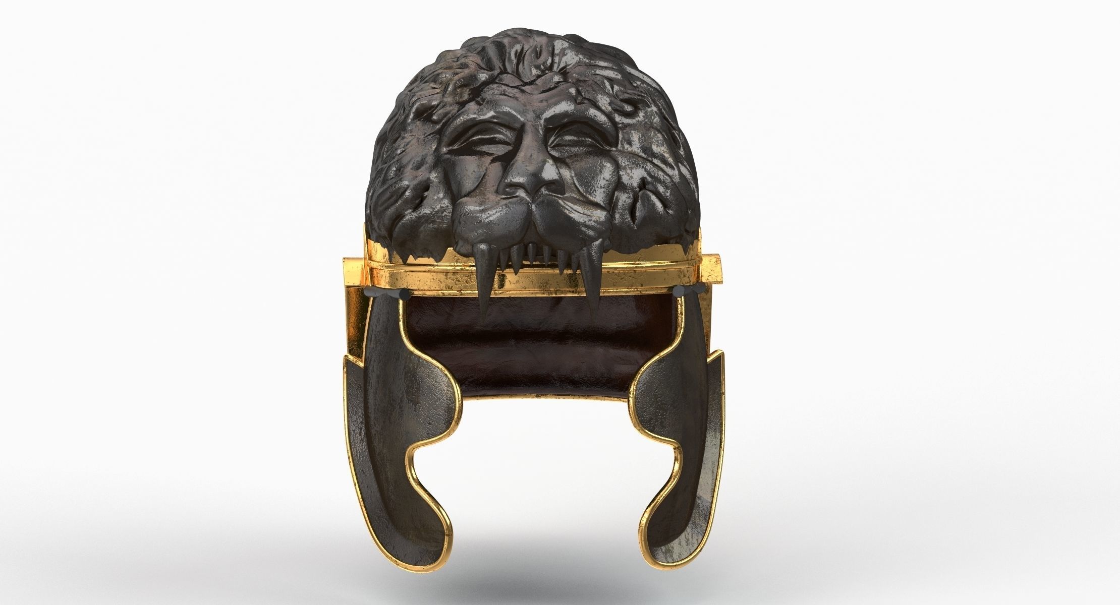 Medieval lion helmet v2 3D model_1
