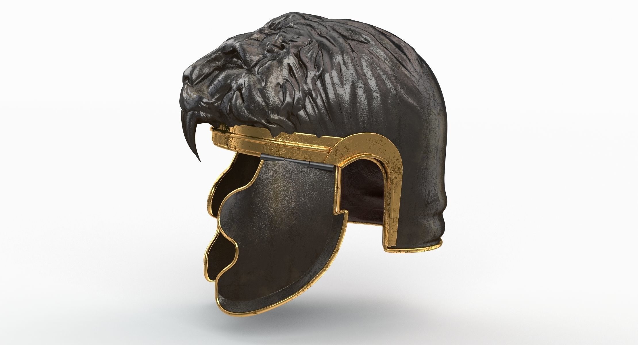Medieval lion helmet v2 3D model_3