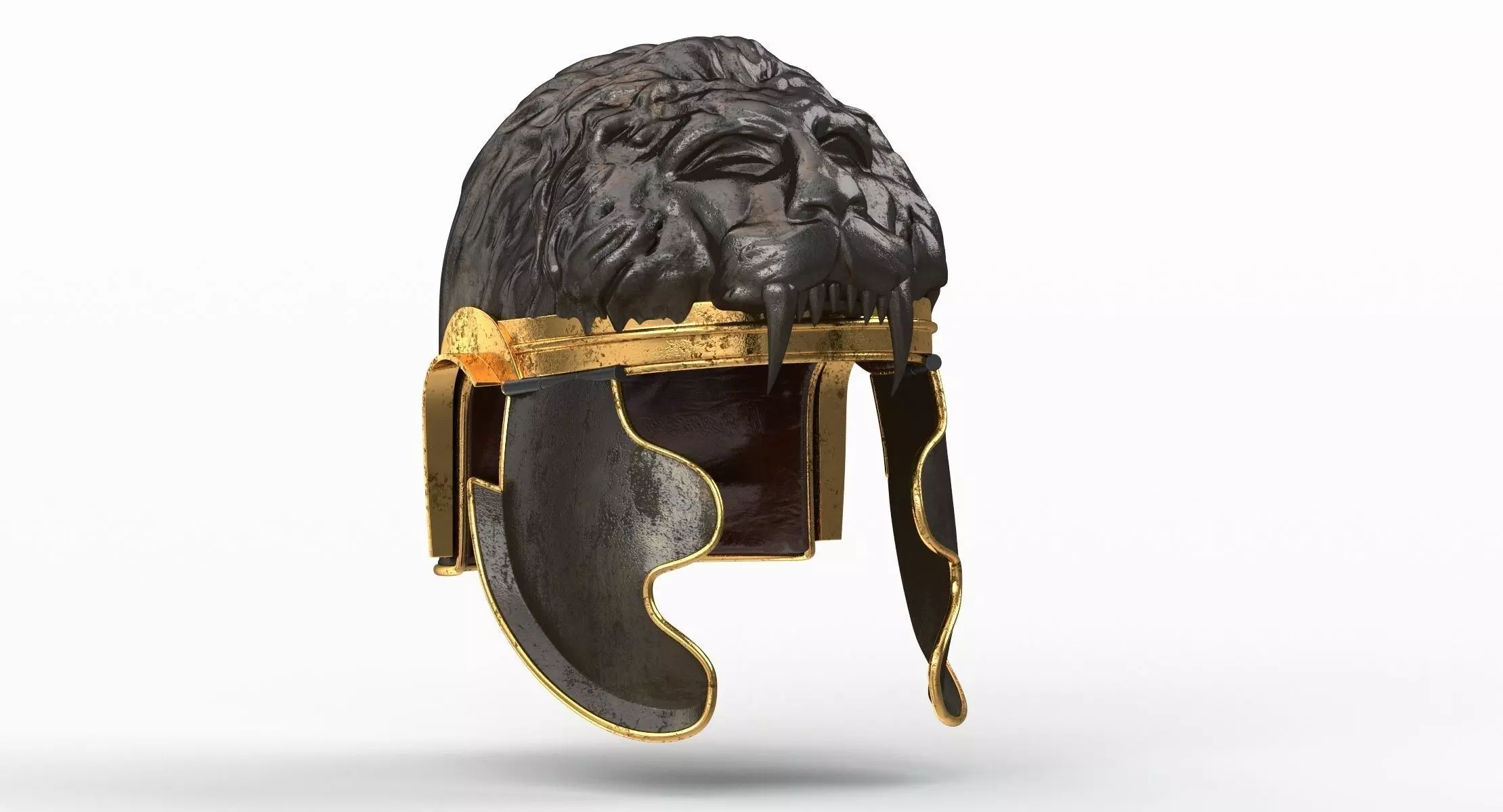 Medieval lion helmet v2 3D model_0