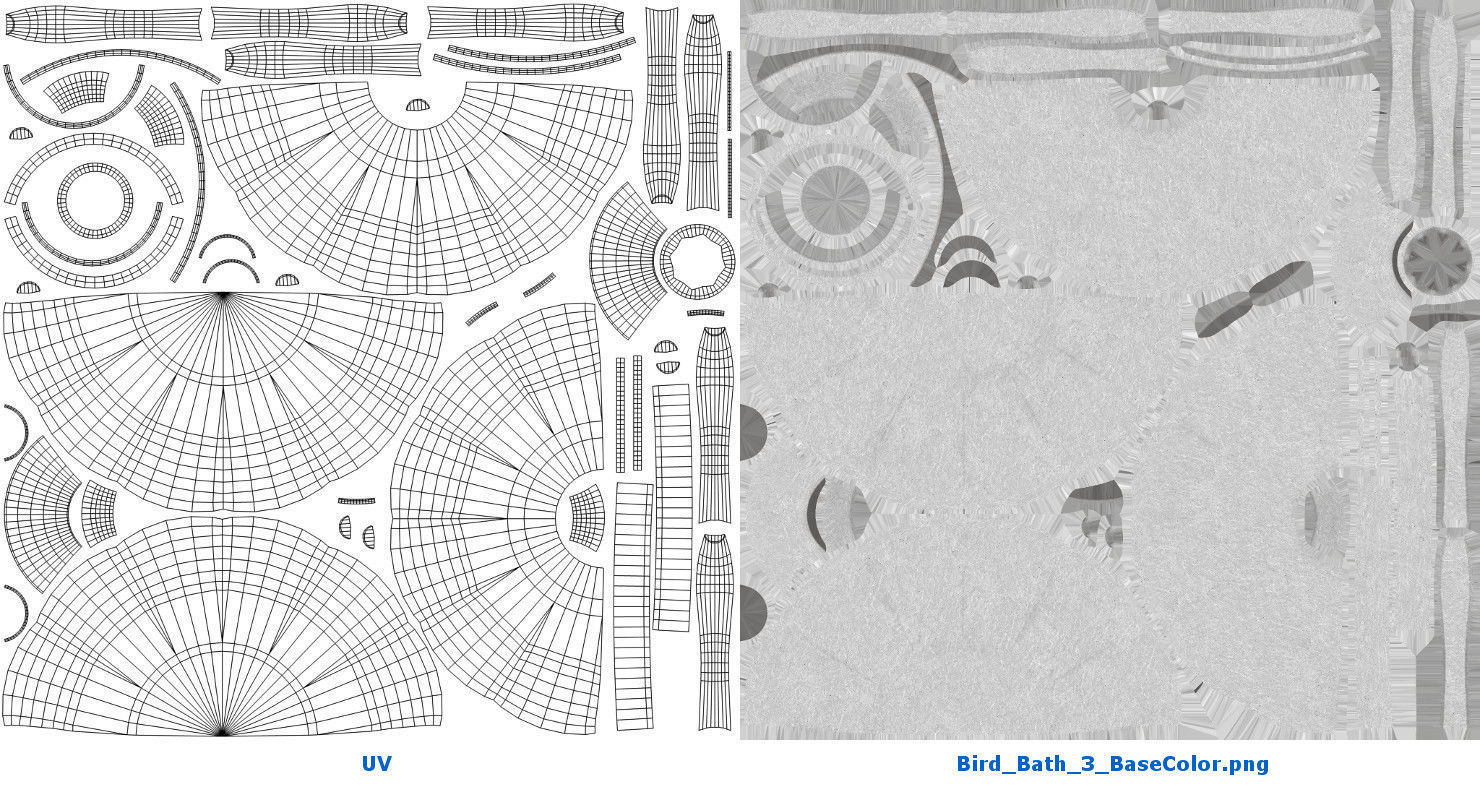 Bird Bath 3 Low-poly 3D model_5