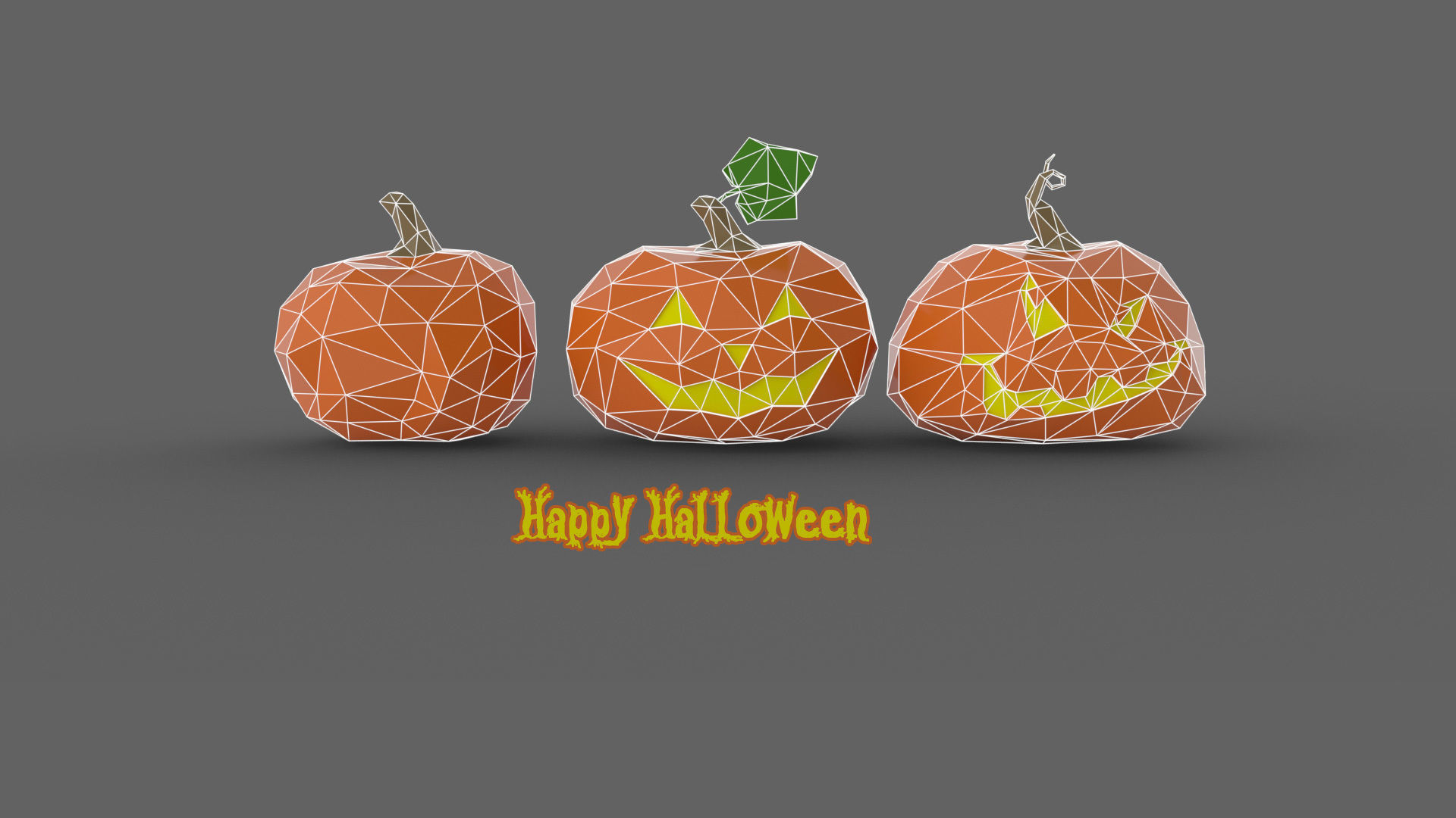 Halloween Pumpkin Low Poly 3D print model_4