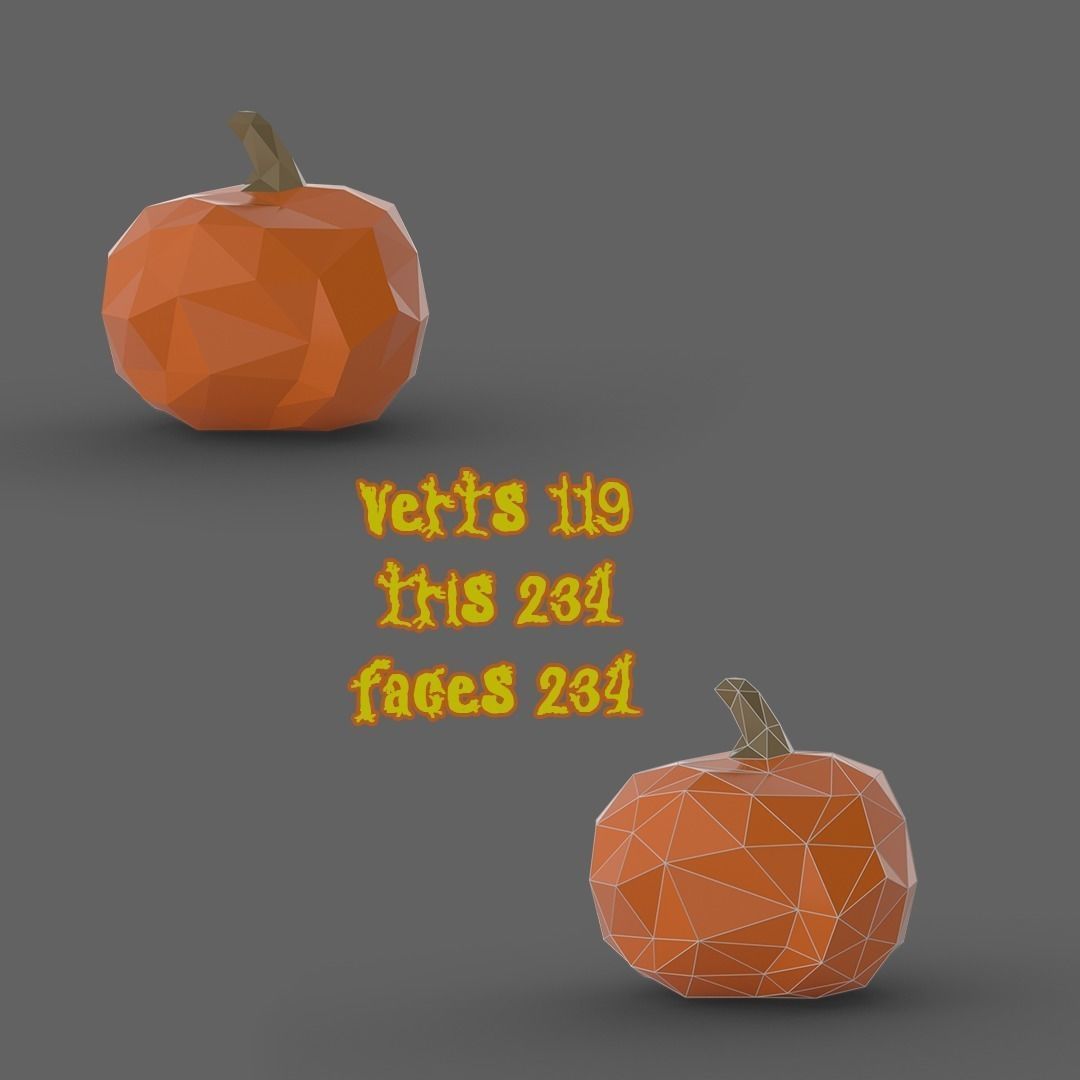 Halloween Pumpkin Low Poly 3D print model_3