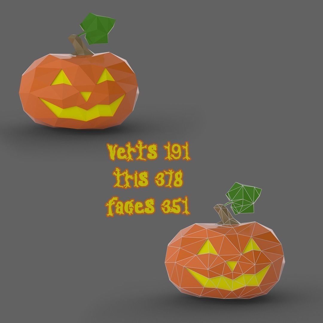 Halloween Pumpkin Low Poly 3D print model_1