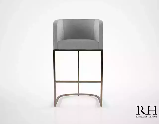 Restoration Hardware Emery Barrelback Fabric Stool 3D model