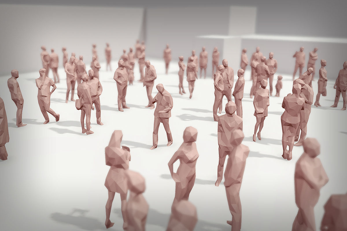 Lowpoly People Crowd Low-poly 3D model_5