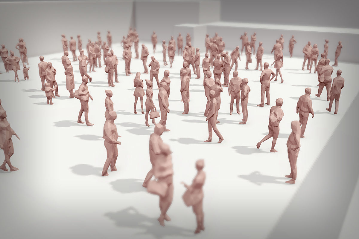 Lowpoly People Crowd Low-poly 3D model_3