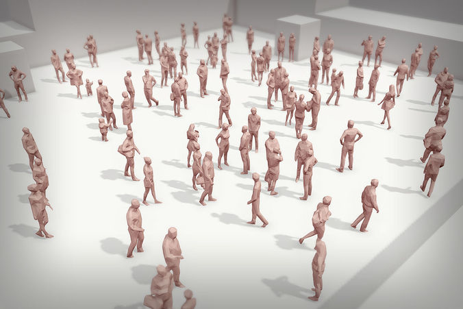Lowpoly People Crowd Low-poly 3D model