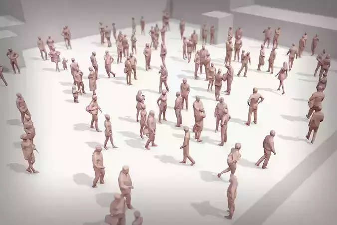 Lowpoly People Crowd Low-poly 3D model