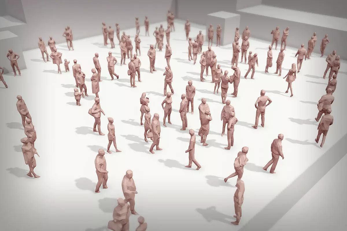Lowpoly People Crowd Low-poly 3D model_0