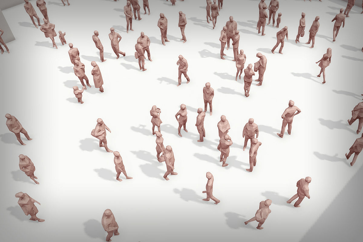 Lowpoly People Crowd Low-poly 3D model_2