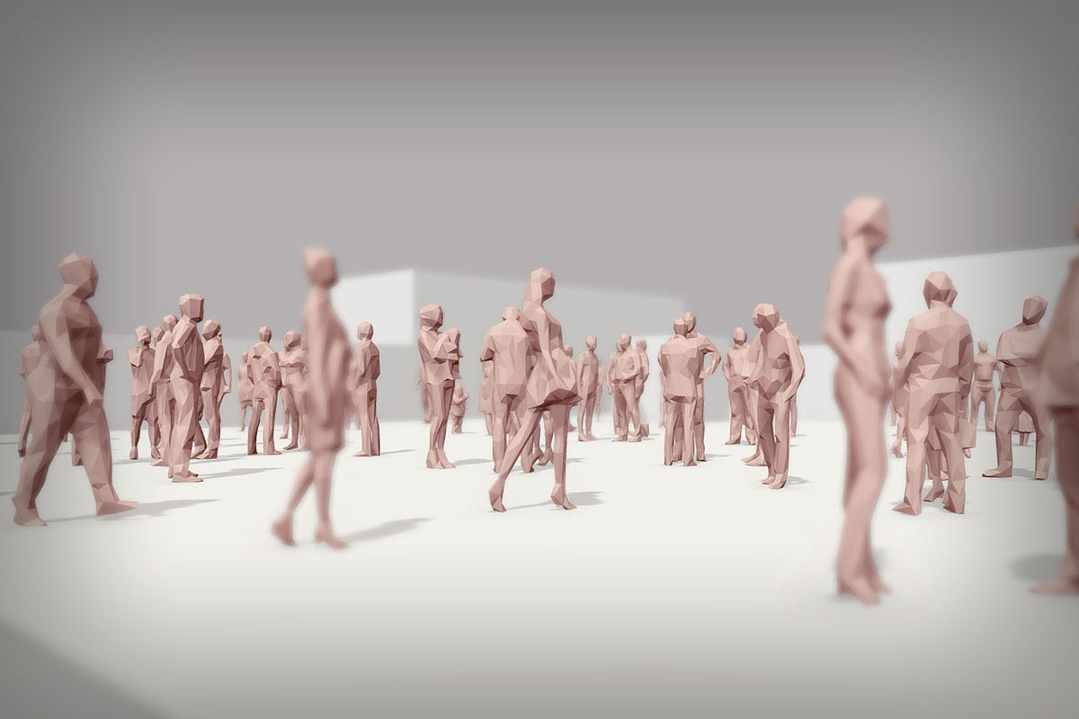 Lowpoly People Crowd Low-poly 3D model_4