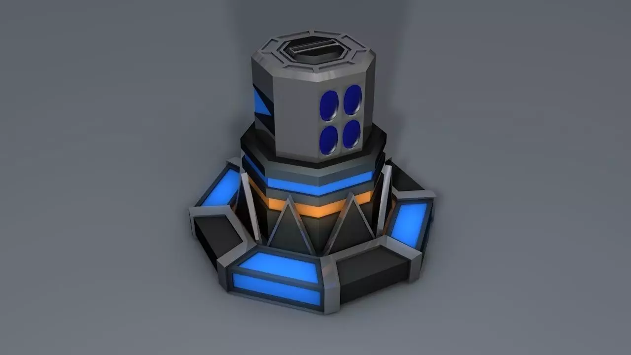 Turret spaceship with lights Free 3D model
