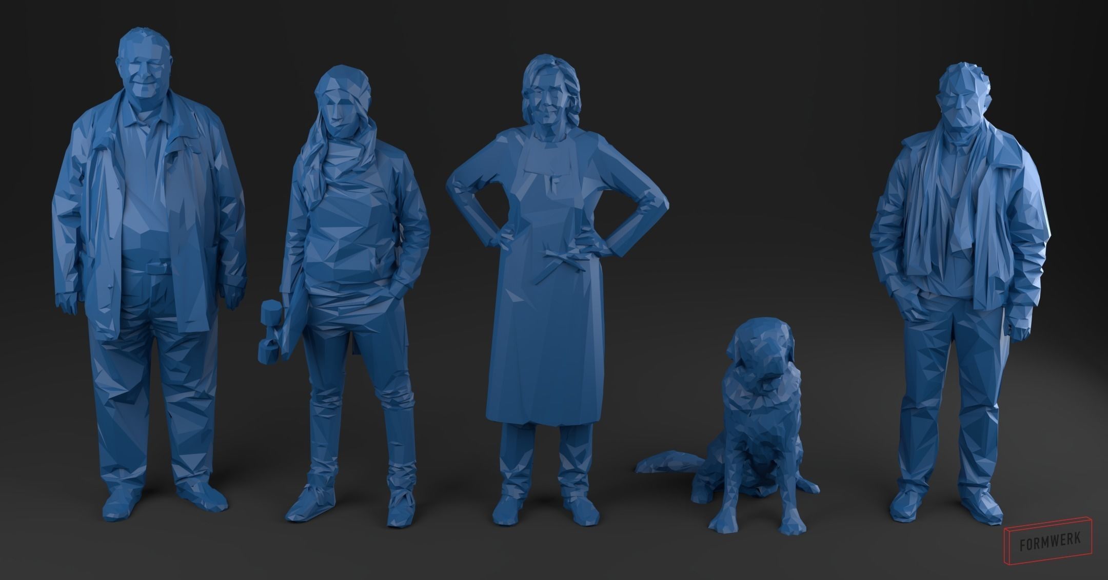 LowPoly Set 01 - printable Low-poly 3D model_0