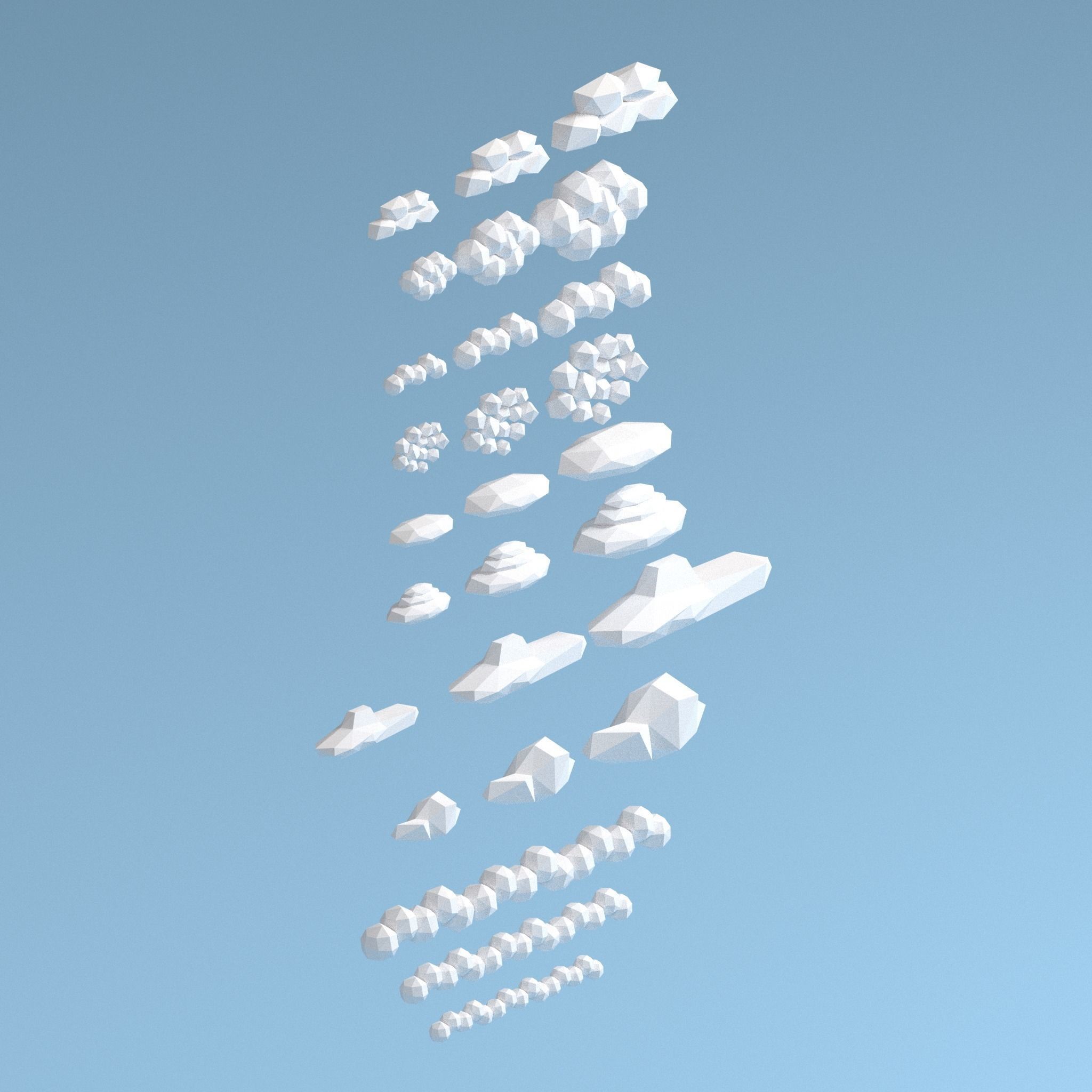 Low Poly Clouds pack Low-poly 3D model_4