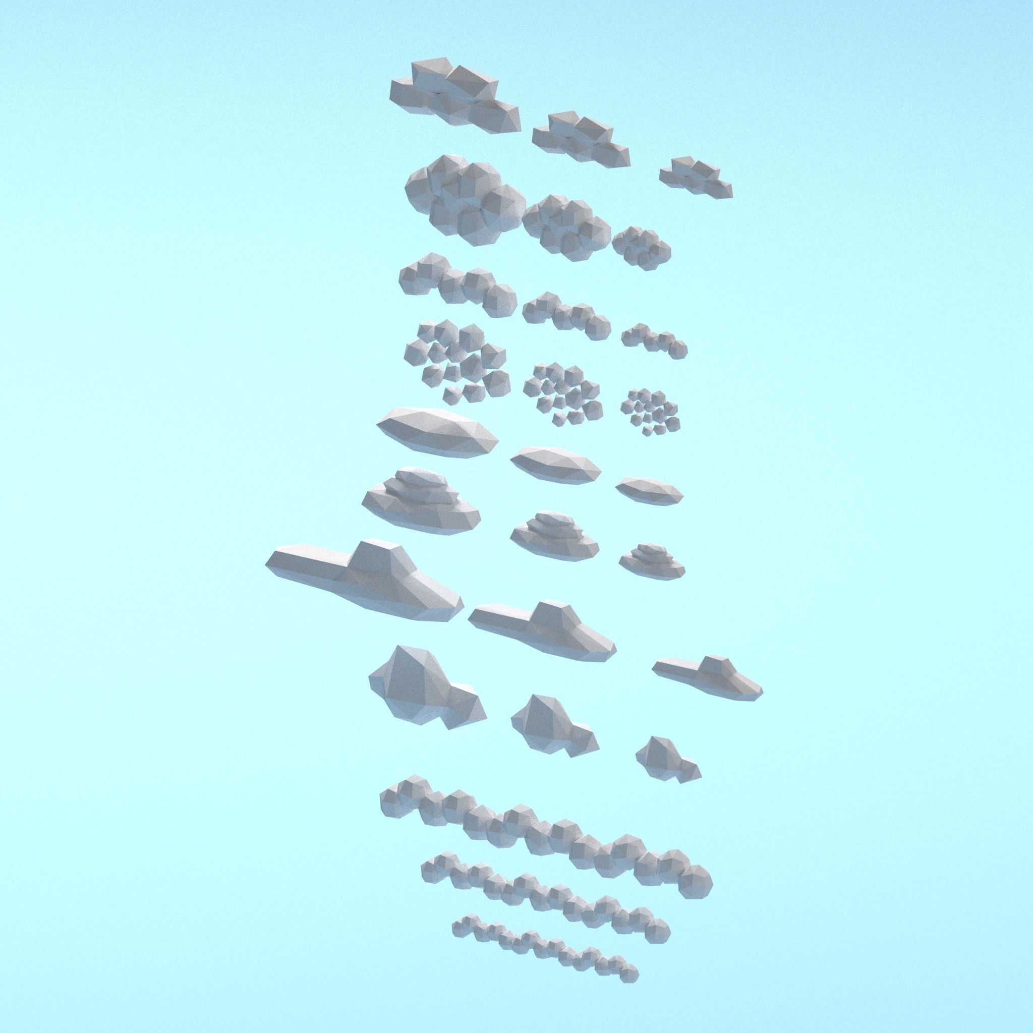 Low Poly Clouds pack Low-poly 3D model_2