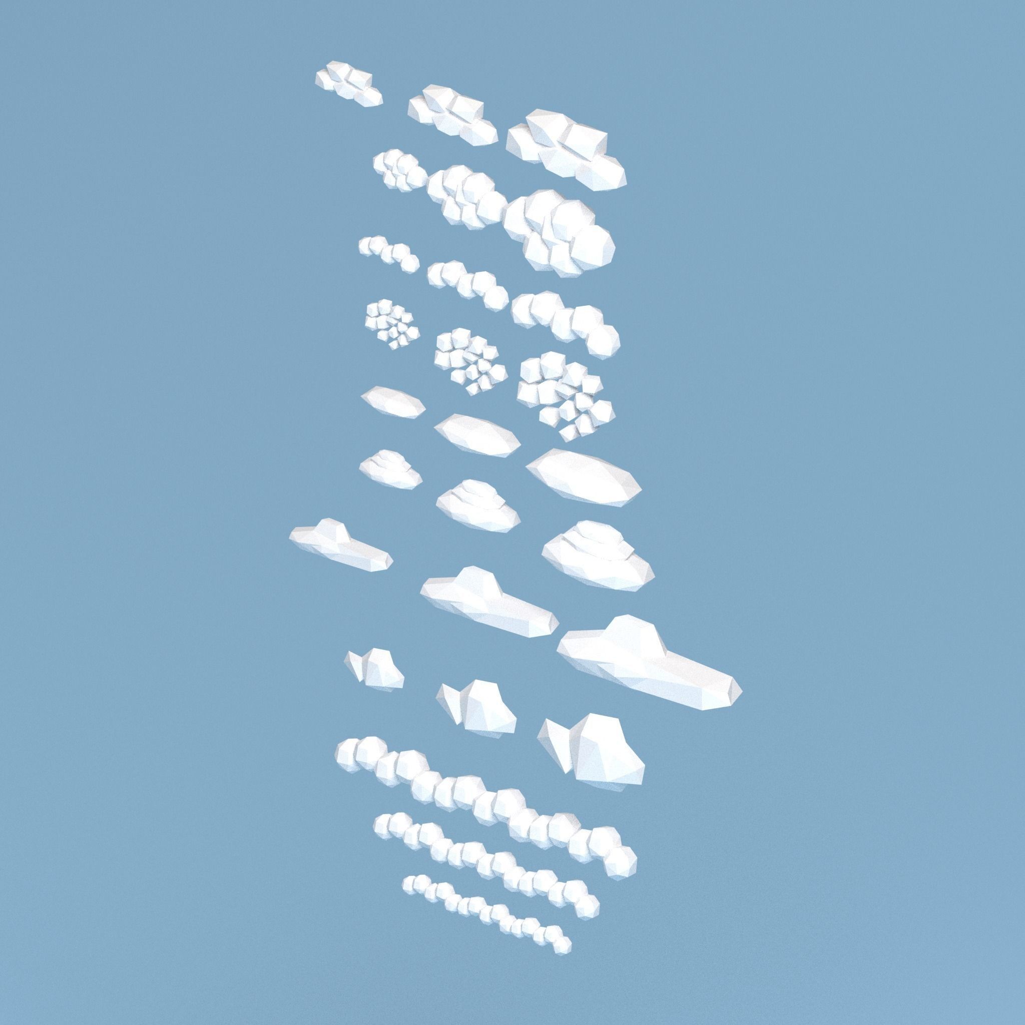 Low Poly Clouds pack Low-poly 3D model_0