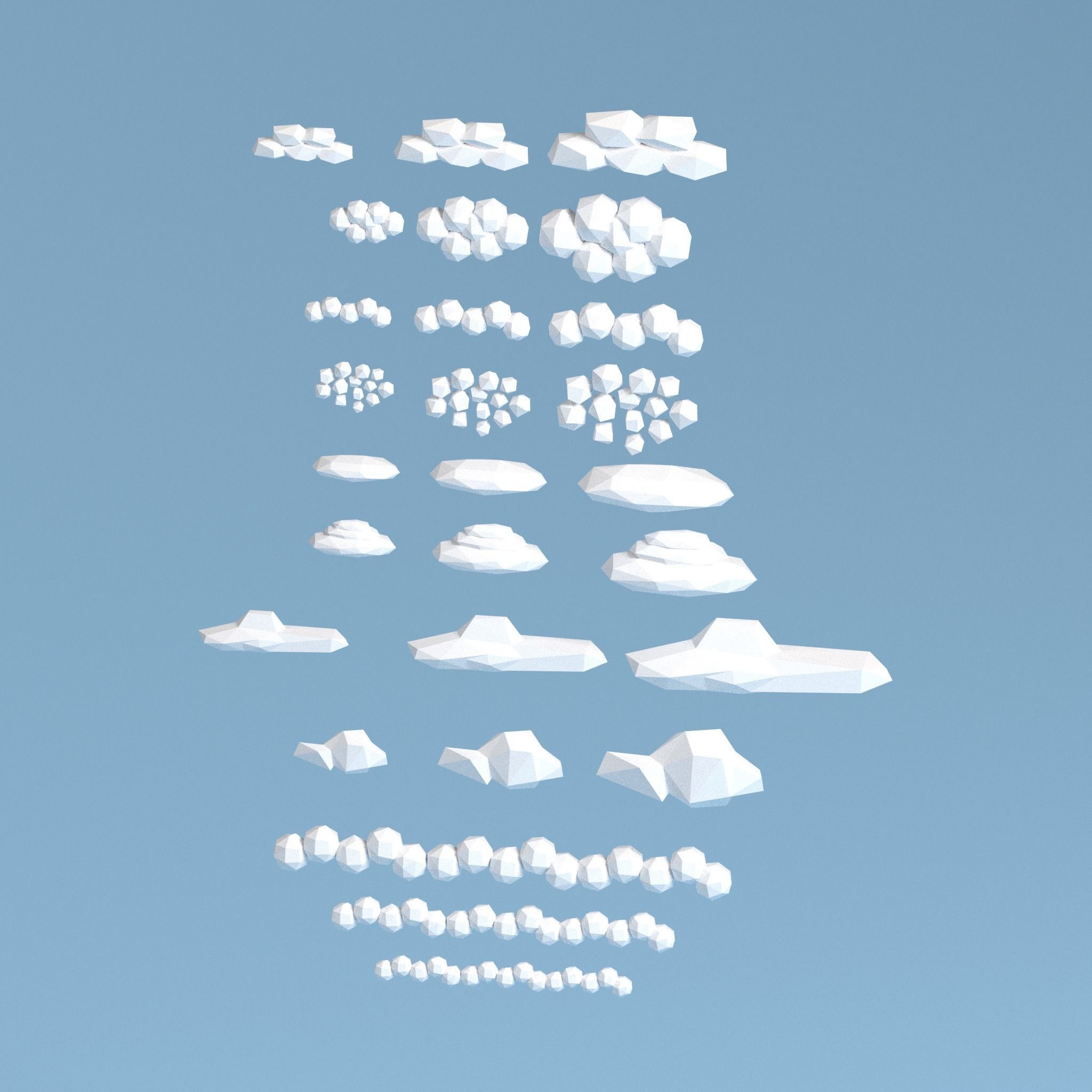 Low Poly Clouds pack Low-poly 3D model_3