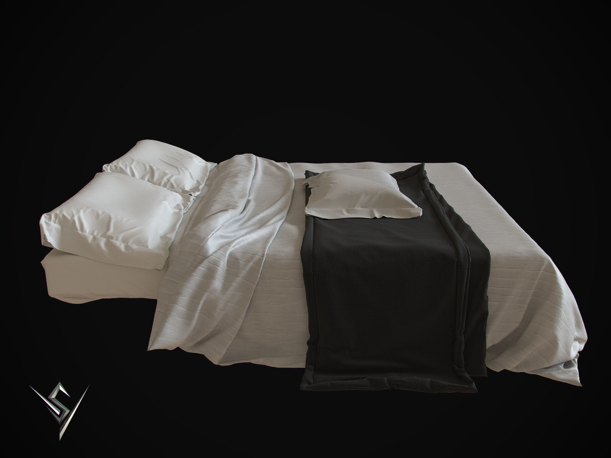 bedclothes 3 bed set 3D model_2