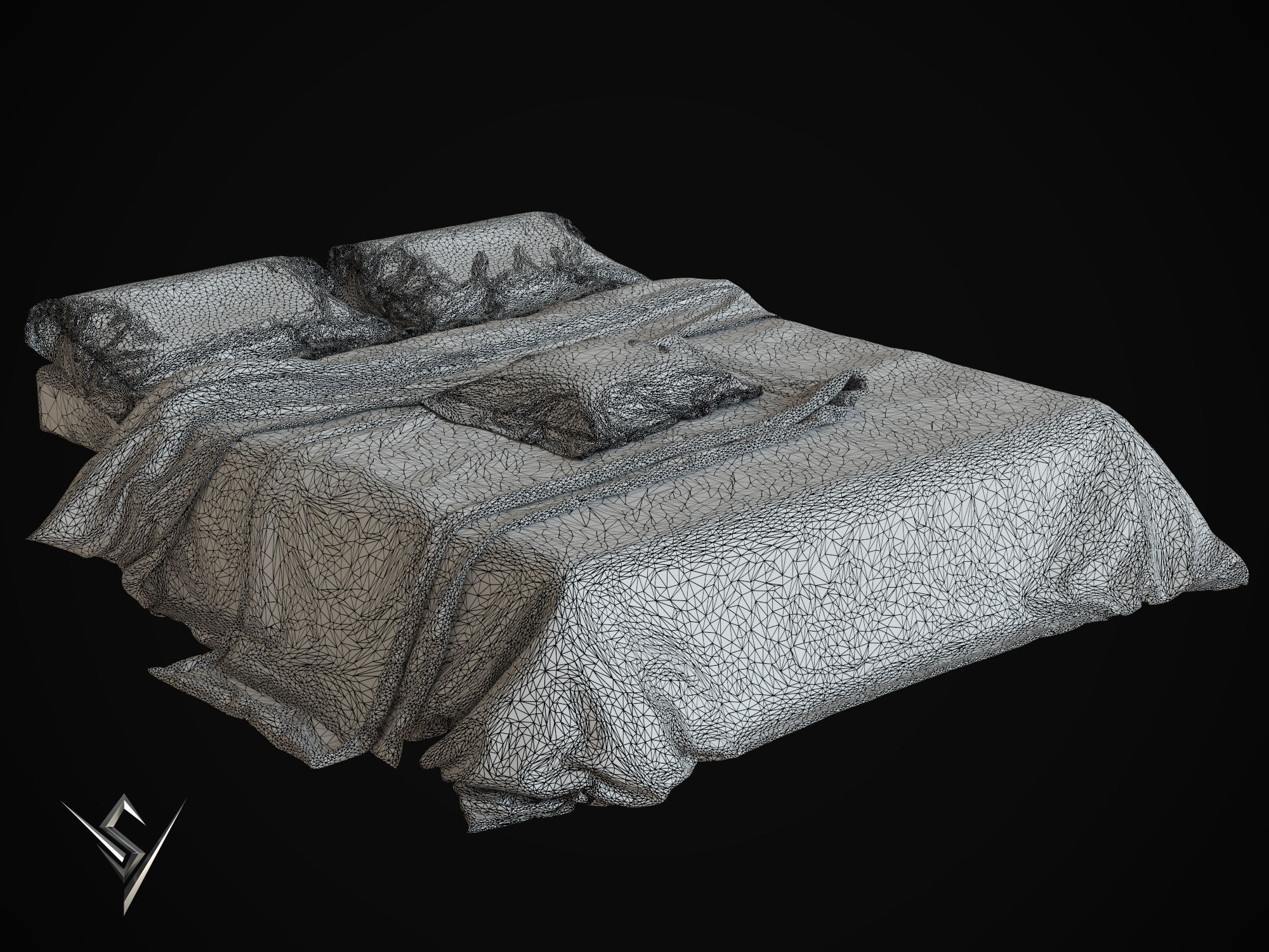 bedclothes 3 bed set 3D model_3