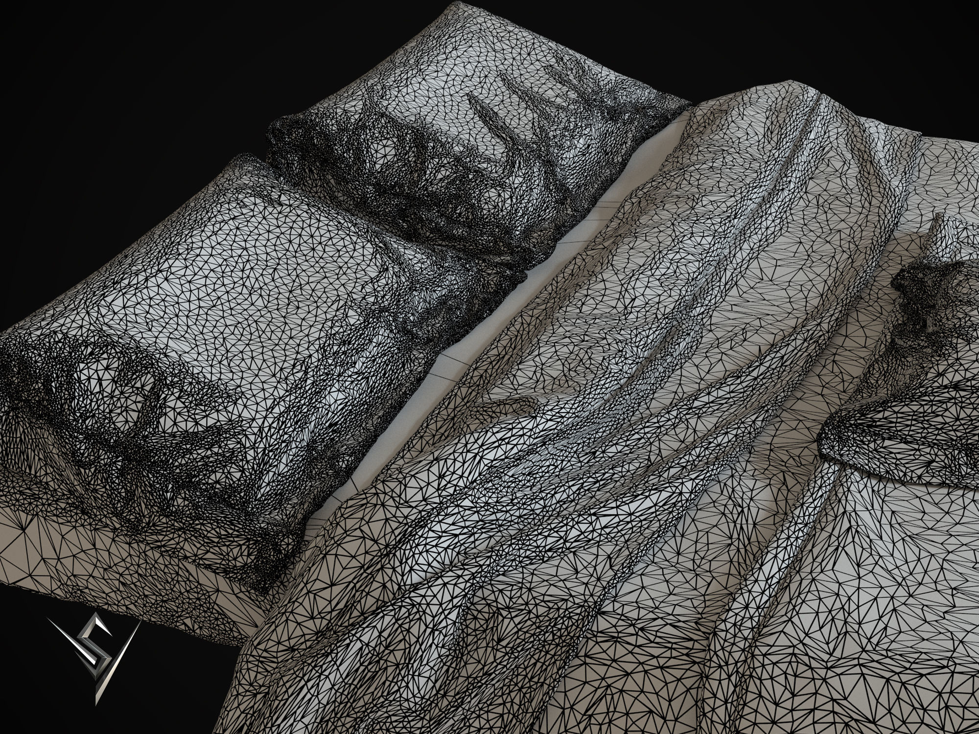 bedclothes 3 bed set 3D model_4