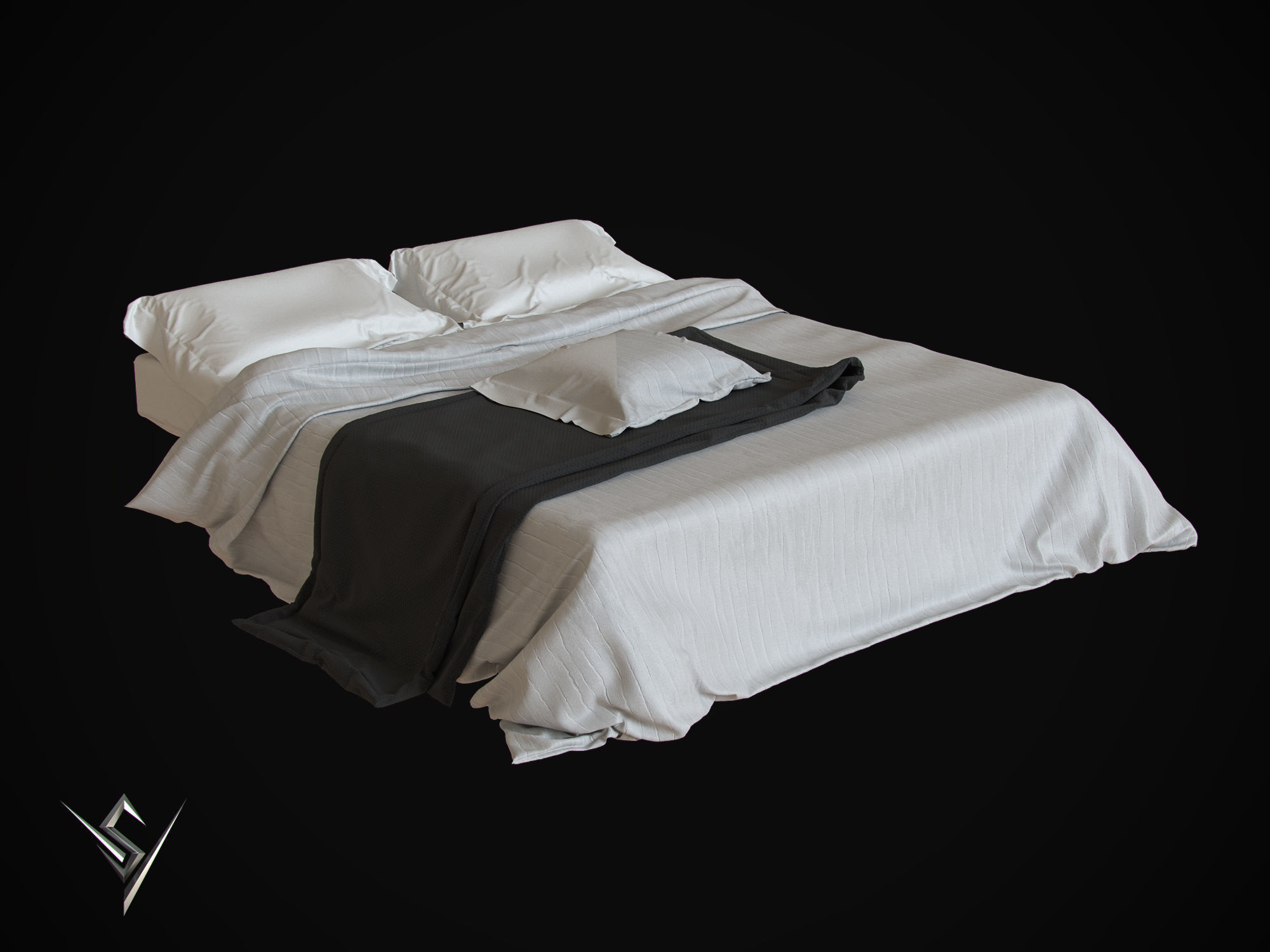 bedclothes 3 bed set 3D model_1