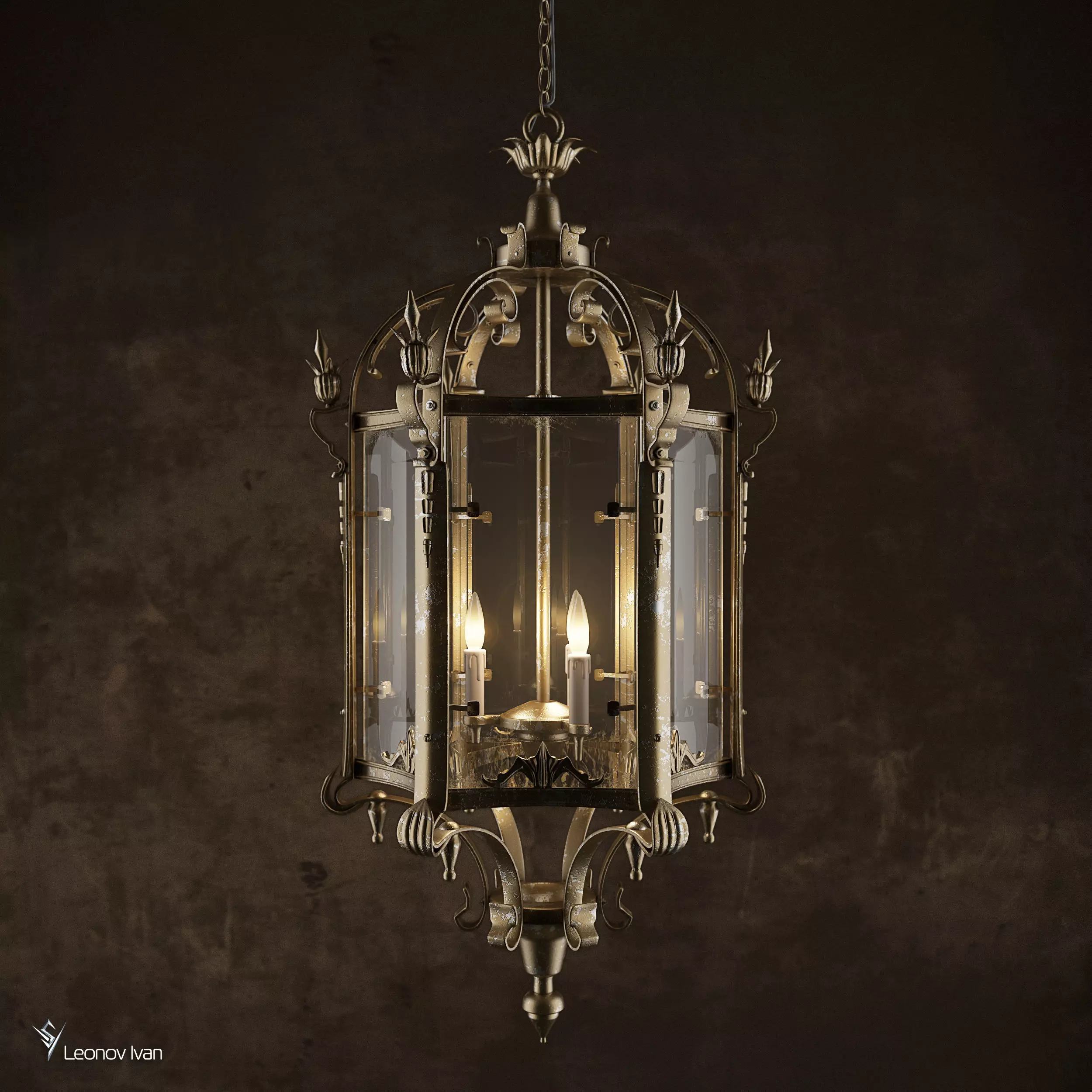 19th C Salerno Streetlight Pendant Bronze 3D model