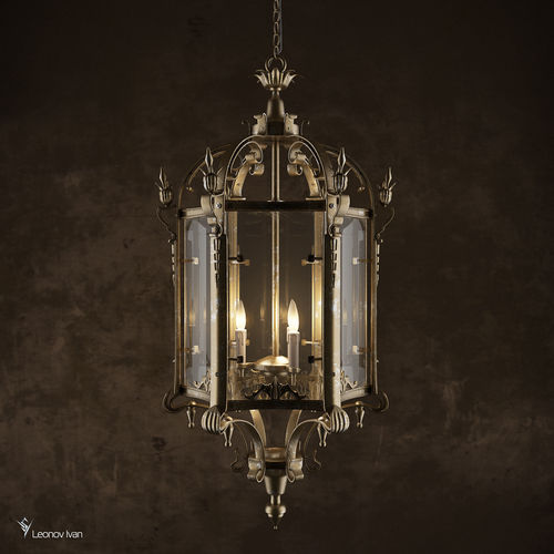 19th C Salerno Streetlight Pendant Bronze  3D model