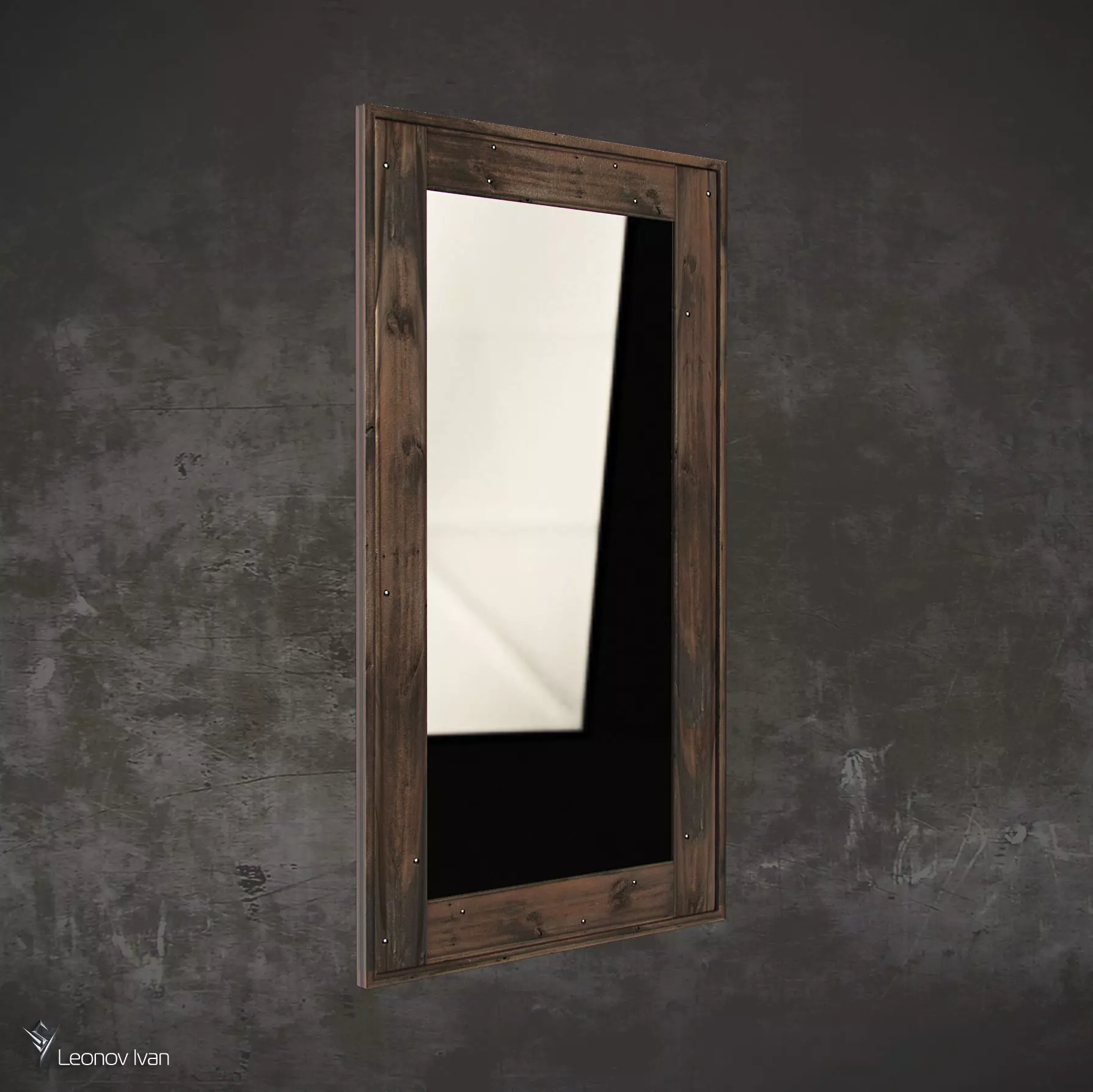 Manor House Whitewashed Salvaged Boat Wood Leaner Mirror Free 3D model