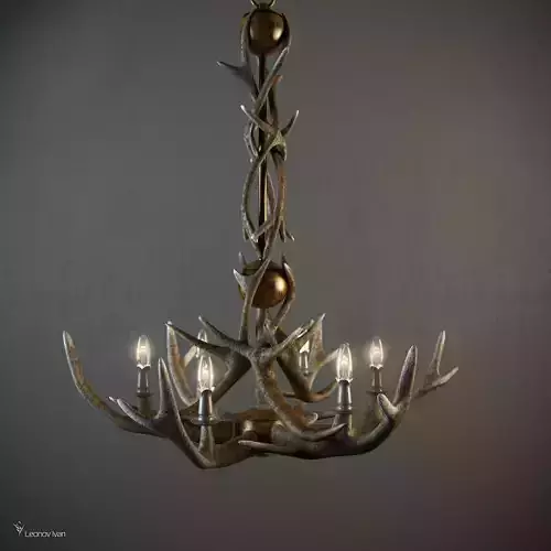Adirondack Antler 6 Arm Chandelier 3D model