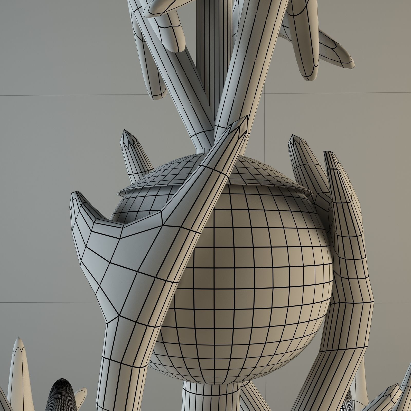 Adirondack Antler 6 Arm Chandelier 3D model_1