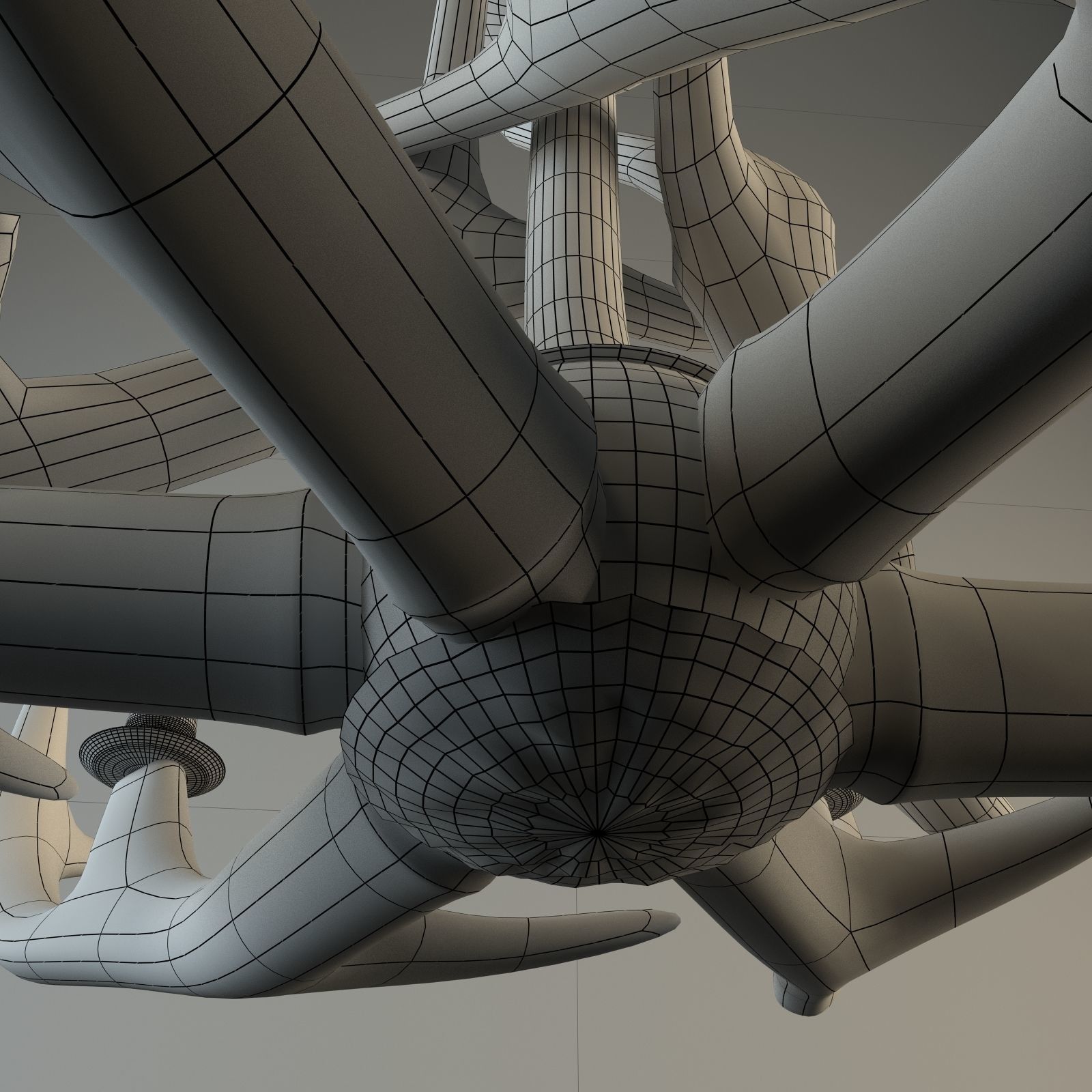 Adirondack Antler 6 Arm Chandelier 3D model_4