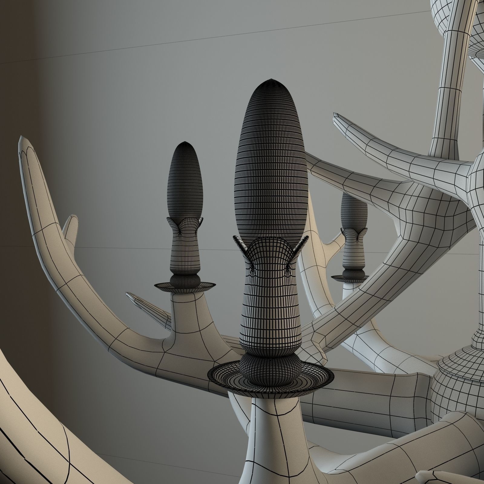 Adirondack Antler 6 Arm Chandelier 3D model_3