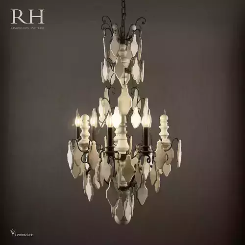  Versailles Wood Teardrop Chandelier Small  3D model