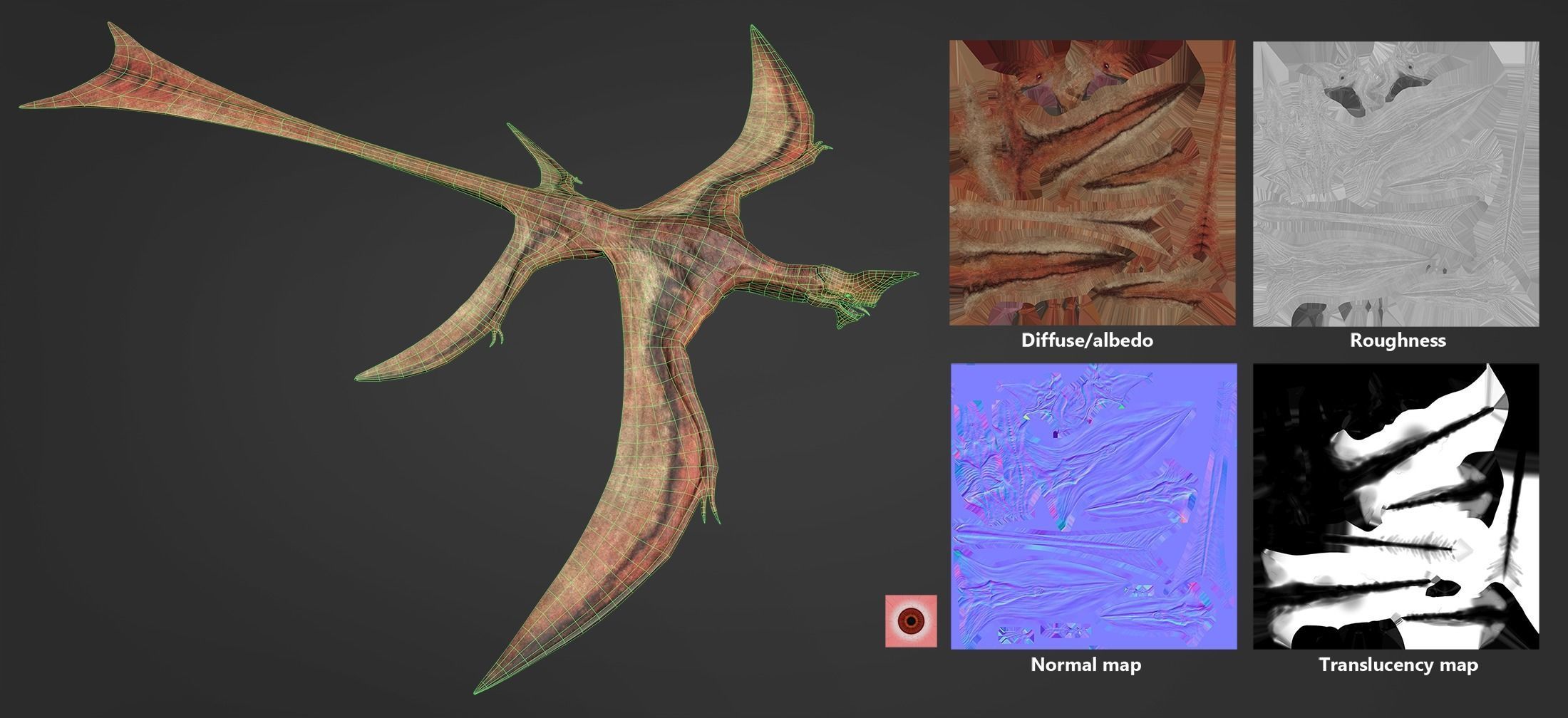 Flying creature Low-poly 3D model_1