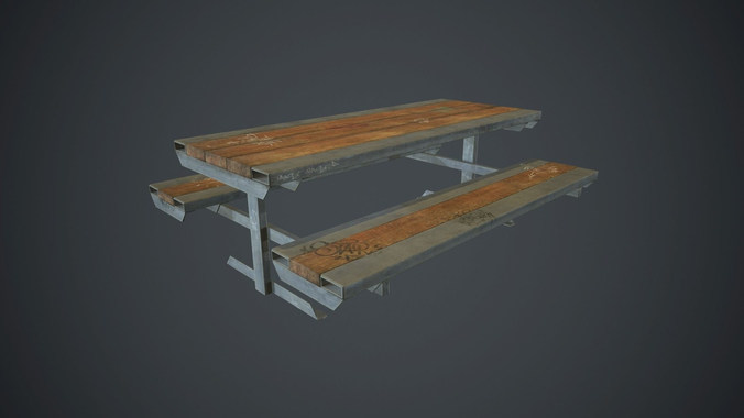 Skatepark Table With Bench PBR Game Ready Low-poly 3D model