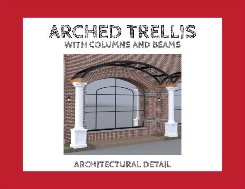 ARCHITECTURAL - ARCHED TRELLIS - WITH COLUMNS 3D model_2