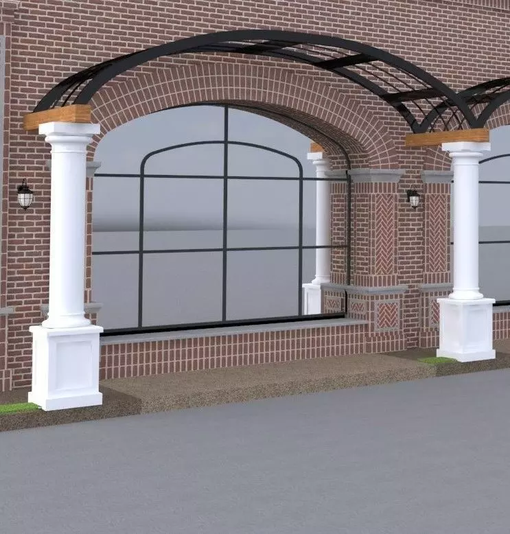 ARCHITECTURAL - ARCHED TRELLIS - WITH COLUMNS 3D model_0