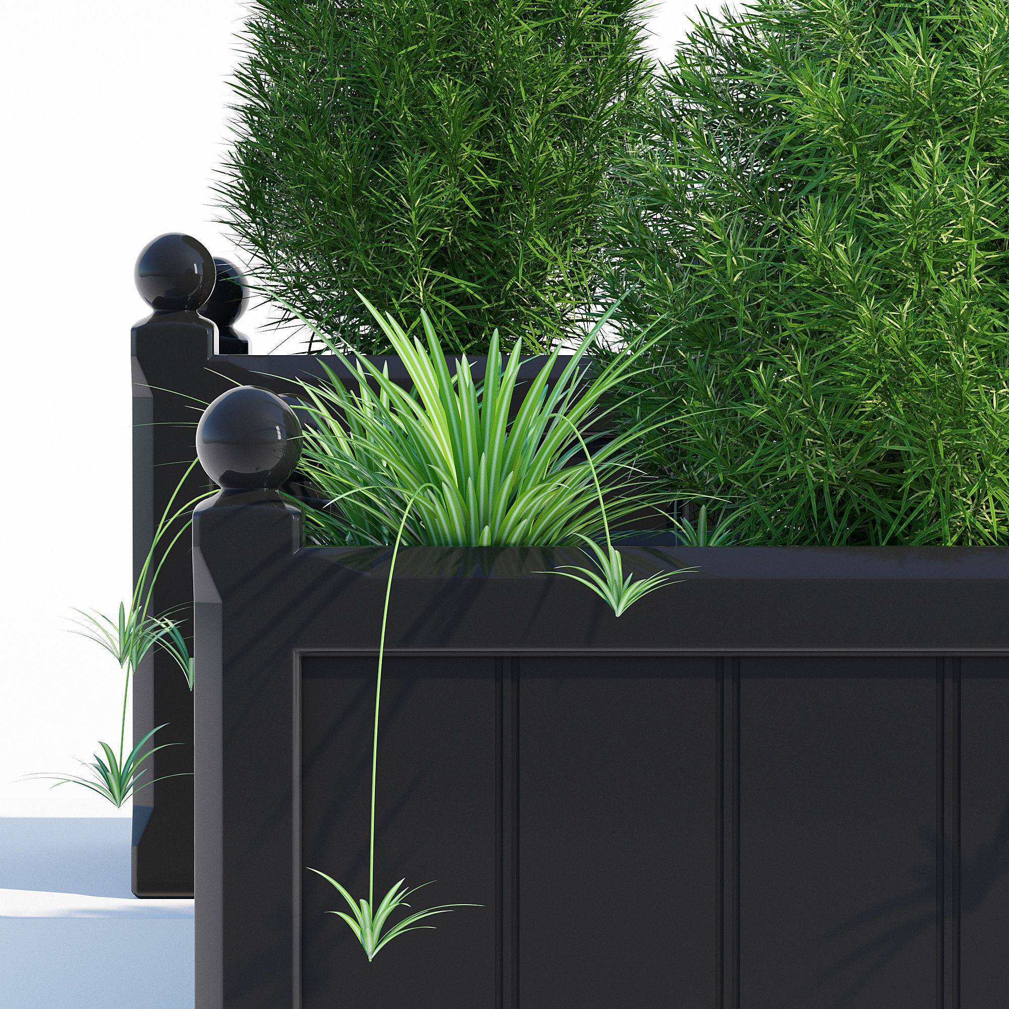 Windsor Planter in Black 3D model_4