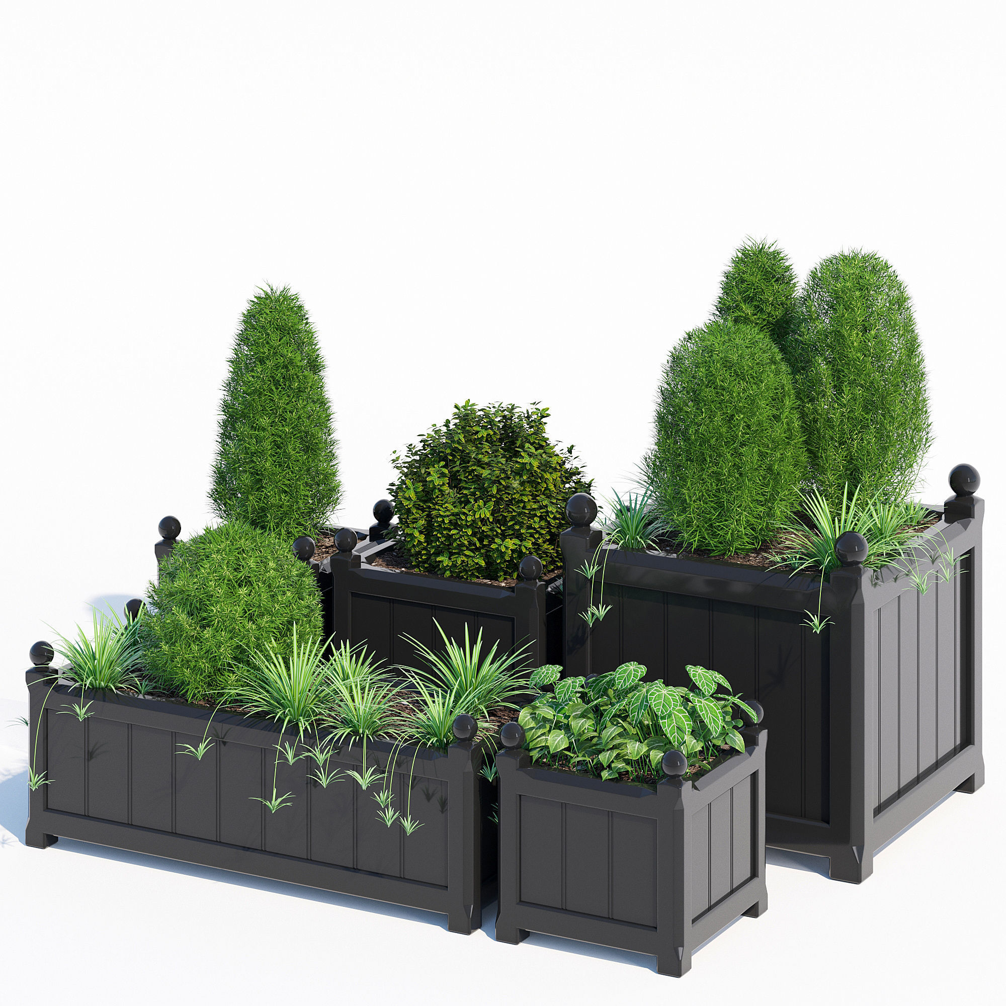 Windsor Planter in Black 3D model_1