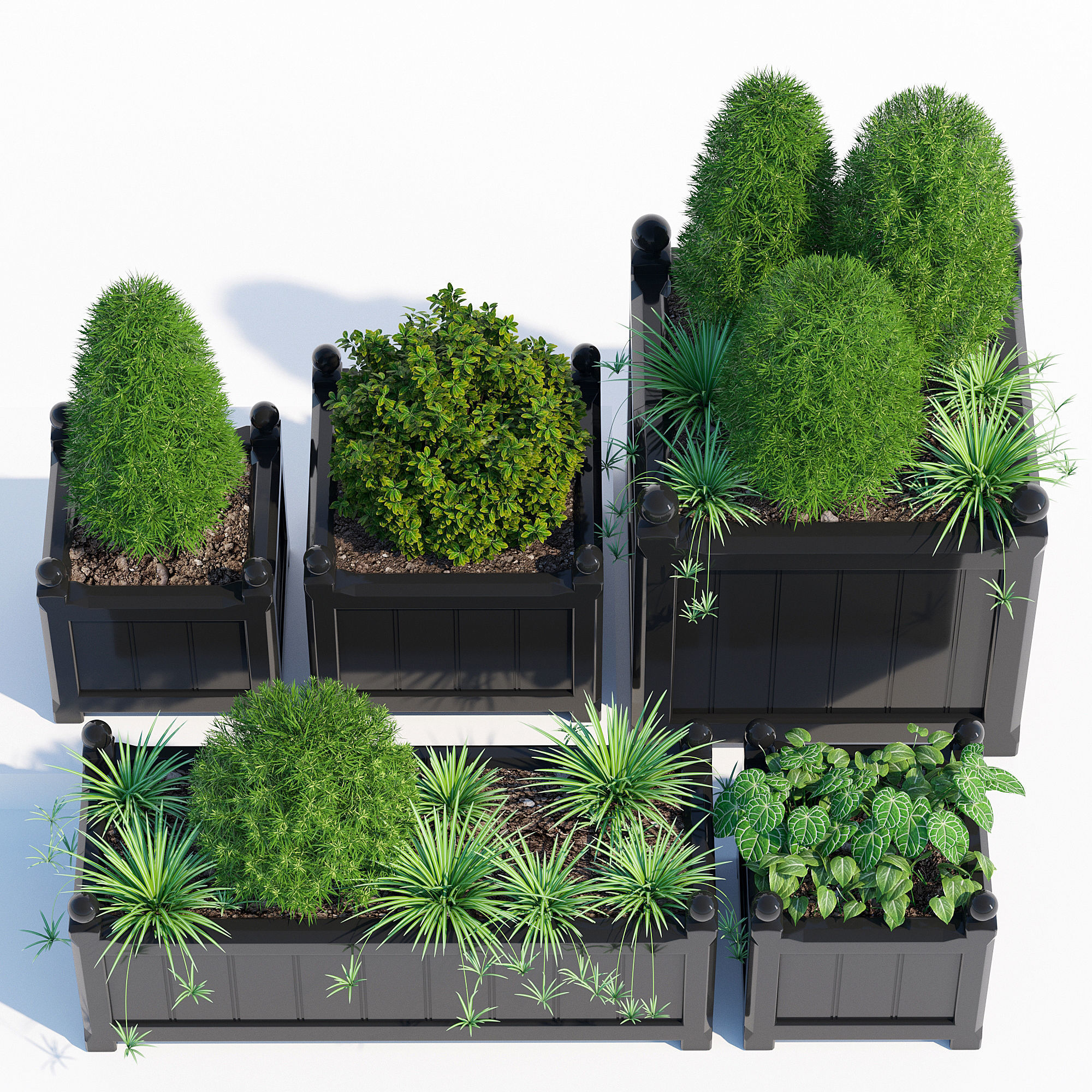 Windsor Planter in Black 3D model_3