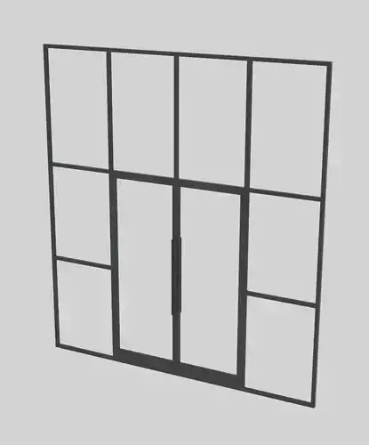 ARCHITECTURE STOREFRONT DOOR 4 PANEL WITH SIDE WINDOWS 3D model