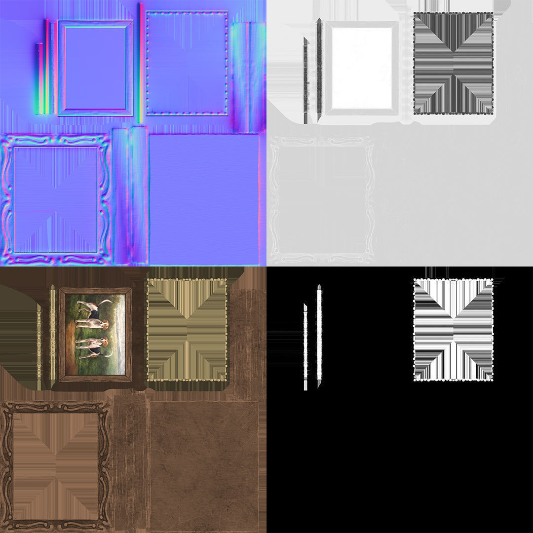 Antique Painting - PBR Game Ready Low-poly 3D model_8