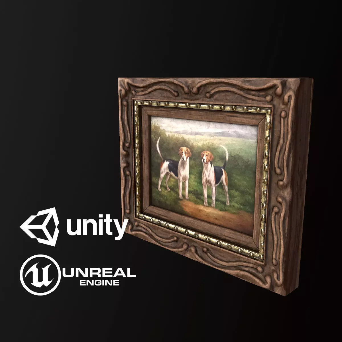Antique Painting - PBR Game Ready Low-poly 3D model_0