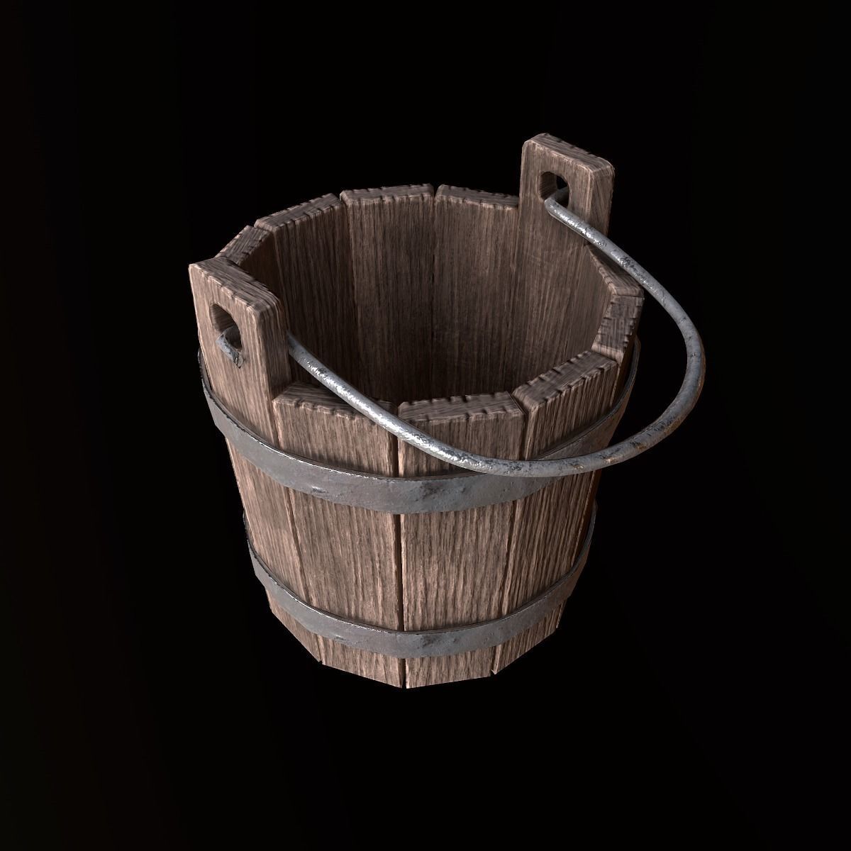 Medieval Wood Bucket - PBR Game Ready Low-poly 3D model_1
