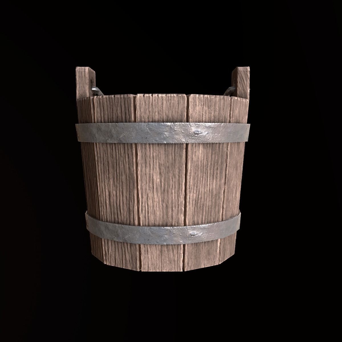 Medieval Wood Bucket - PBR Game Ready Low-poly 3D model_3