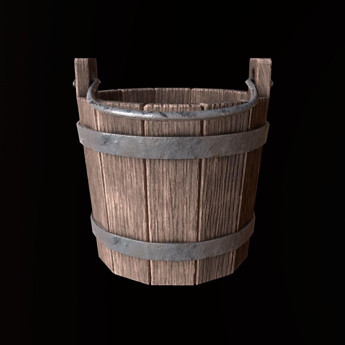 Medieval Wood Bucket - PBR Game Ready Low-poly 3D model_4